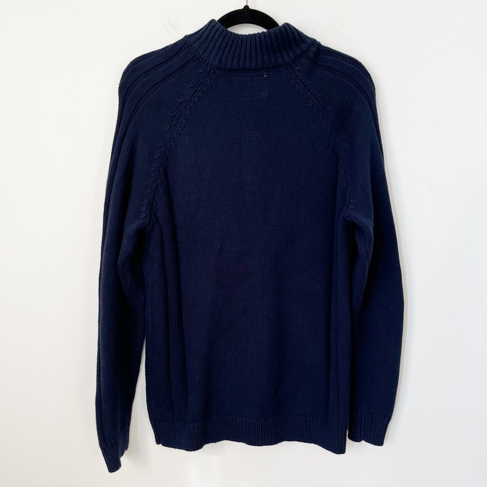 NWT Flag & Anthem 1/4 Snap Heavyweight Knit Mock Neck Sweater Mens Medium Navy - Picture 5 of 11